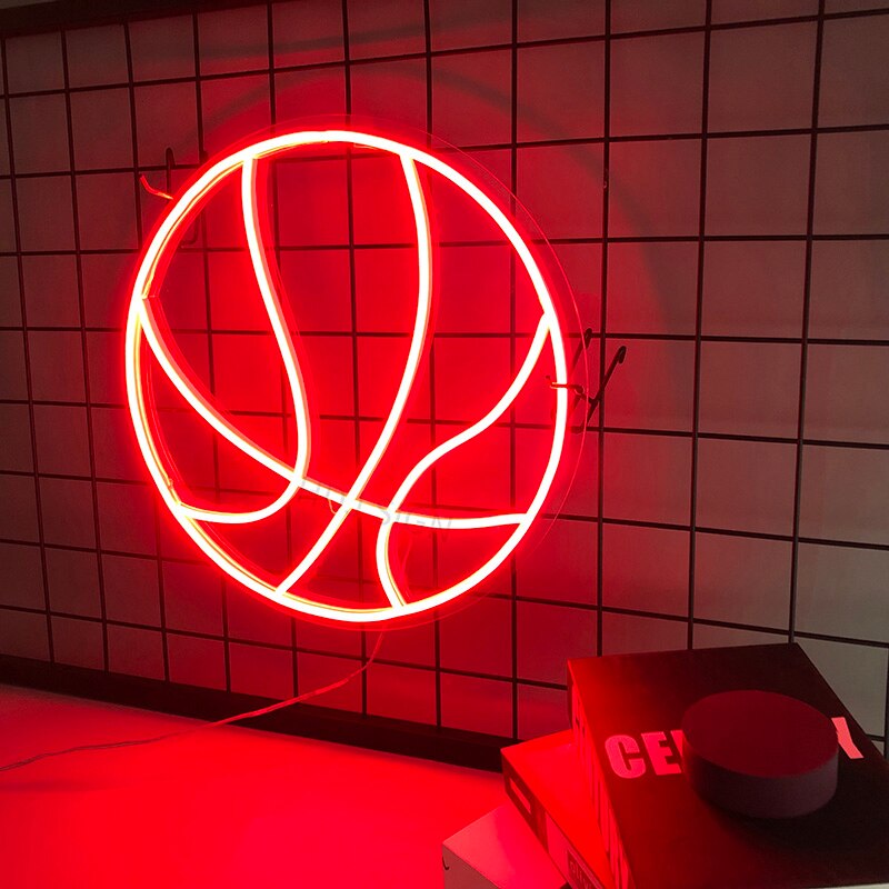 농구 로고 사용자 정의 LED 네온 사인 체육관 홈 침실 저장소에 적합 개인 디자인 장식 조명
